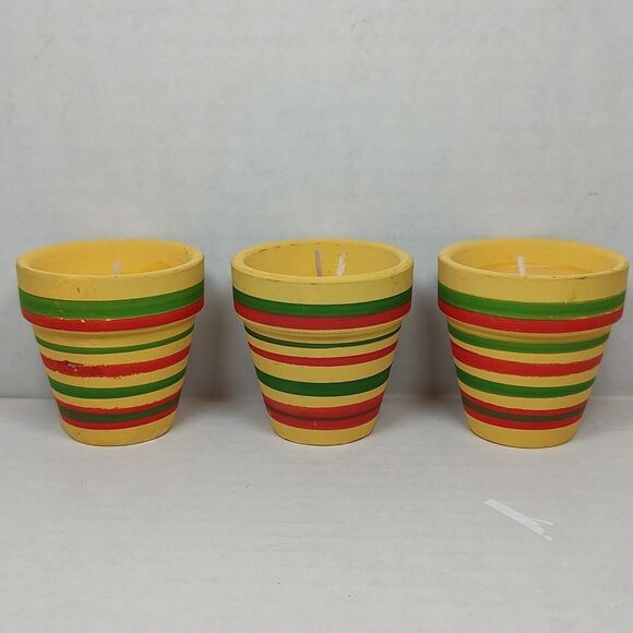 Lot of 3 Festive Colorful Striped Votive Candle Cups Boho Fiesta Southwestern - Picture 4 of 12
